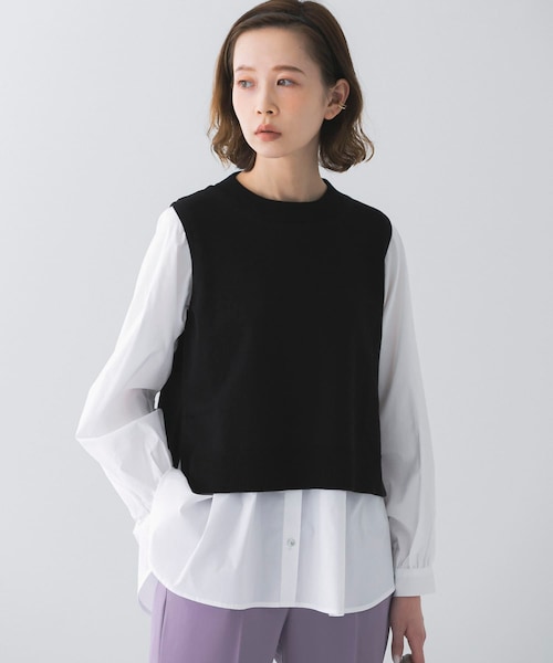 今季A/W 試着のみ　アーバンリサーチ　ニットベスト×カットソーレイヤードセット URBAN RESEARCH ROSSO WOMEN（アーバンリサーチ ロッソ）の「【WEB限定