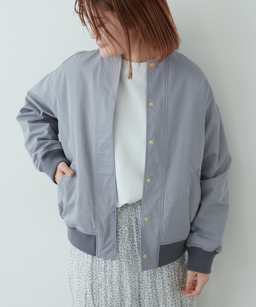 綿ナイロンノーカラージャケット