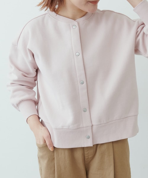 PUAL CE CIN(ピュアルセシン)の「裏起毛ショートブルゾン(カーディガン/ボレロ・レディース・ネイビー/グレイッシュベージュ/ブラック/オフホワイト/ベージュ/ピンク・FREE)」の1枚目の写真