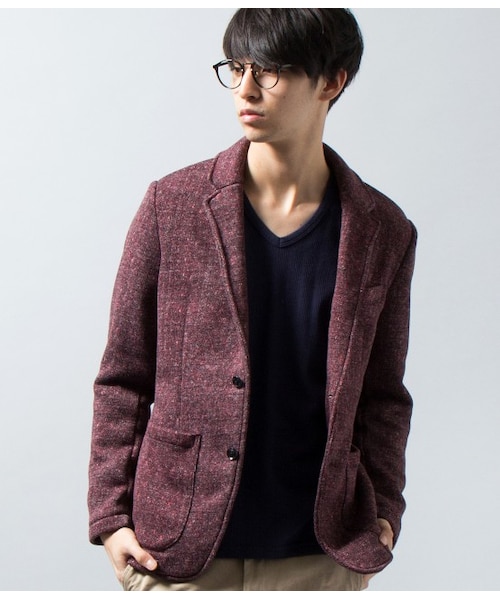 JUNMEN（ジュンメン）の「フリースヘリンボンジャケット（ジャケット・メンズ・チャコール/ネイビー/レッド・S/M/L）」の4枚目の写真