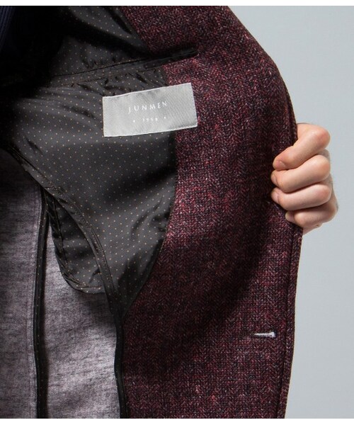 JUNMEN（ジュンメン）の「フリースヘリンボンジャケット（ジャケット・メンズ・チャコール/ネイビー/レッド・S/M/L）」の14枚目の写真