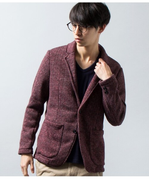 JUNMEN（ジュンメン）の「フリースヘリンボンジャケット（ジャケット・メンズ・チャコール/ネイビー/レッド・S/M/L）」の15枚目の写真