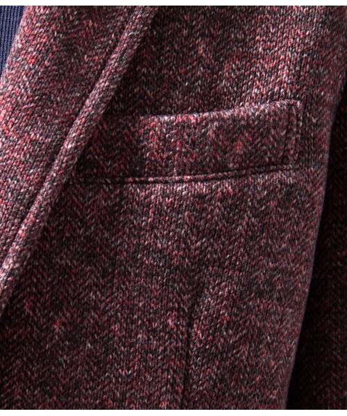 JUNMEN（ジュンメン）の「フリースヘリンボンジャケット（ジャケット・メンズ・チャコール/ネイビー/レッド・S/M/L）」の12枚目の写真