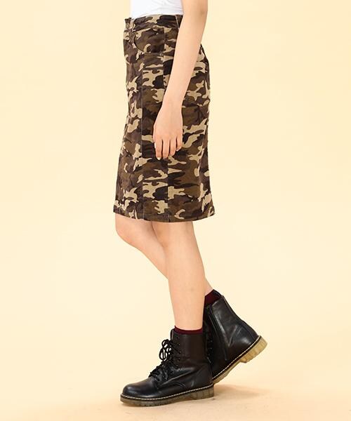 RAY CASSIN（レイカズン）の「ｺｰﾃﾞｭﾛｲ迷彩ﾀｲﾄｽｶｰﾄ（スカート・レディース・カーキ/グレー/モカ・FREE）」の4枚目の写真