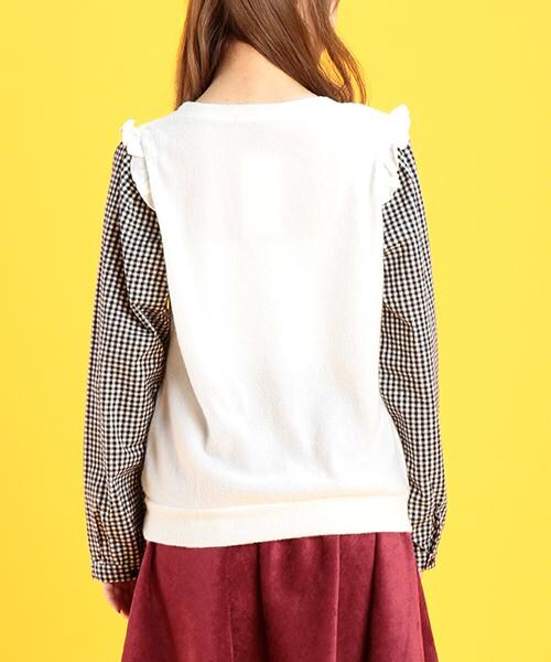 RAY CASSIN（レイカズン）の「【木村ミサちゃん着用】袖チェックトップス（トップス・レディース・ブラック/グレー/オフシロ・FREE）」の5枚目の写真