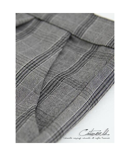 catworld（キャットワールド）の「灰格紋質感老爺褲（その他・レディース・淺灰/深灰・S/M/L/XL）」の5枚目の写真