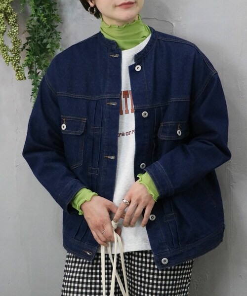 Sheson(シーズン)の「スタンドカラービッグデニムジャケット(デニムジャケット・レディース・ブルー/その他・F)」の2枚目の写真