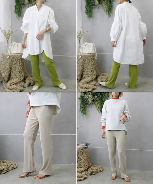 Sheson（シーズン）の「カットオフカラープリーツパンツ（その他パンツ・レディース・ブルー/ベージュ/オレンジ/グリーン/パープル/ブラック/イエロー/ダークチェリー/マルーンレッド/ダークグリーン/マスタード・F）」の7枚目の写真