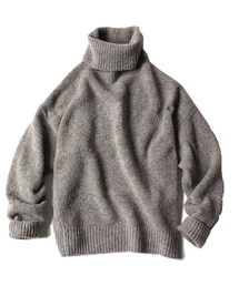 【大人気】45R　ふわふわループニットワンピース タートルネック ウール グレー 45R（フォーティファイブアール）の「ふわふわループニット