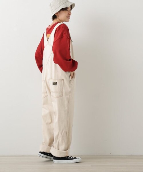 DOUBLE NAME（ダブルネーム）の「配色ステッチオーバーオール（オールインワン・サロペット・レディース・キナリ/ワンウォッシュ/オフ系・FREE）」の22枚目の写真