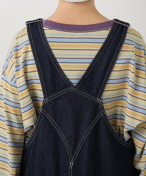 DOUBLE NAME（ダブルネーム）の「配色ステッチオーバーオール（オールインワン・サロペット・レディース・キナリ/ワンウォッシュ/オフ系・FREE）」の13枚目の写真