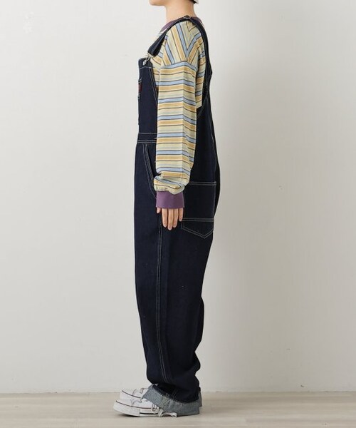 DOUBLE NAME（ダブルネーム）の「配色ステッチオーバーオール（オールインワン・サロペット・レディース・キナリ/ワンウォッシュ/オフ系・FREE）」の11枚目の写真