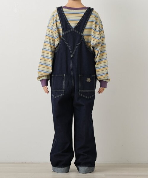 DOUBLE NAME（ダブルネーム）の「配色ステッチオーバーオール（オールインワン・サロペット・レディース・キナリ/ワンウォッシュ/オフ系・FREE）」の12枚目の写真