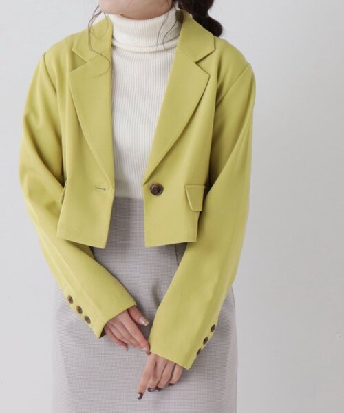 RAY CASSIN（レイカズン）の「ショートジャケット（ジャケット/アウター・レディース・オレンジ/キナリ/ピスタチオ/クロ系・FREE）」の3枚目の写真