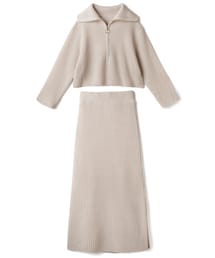 GRL | ジップニットトップスXサイドスリットスカートニットセットアップ(セットアップ)