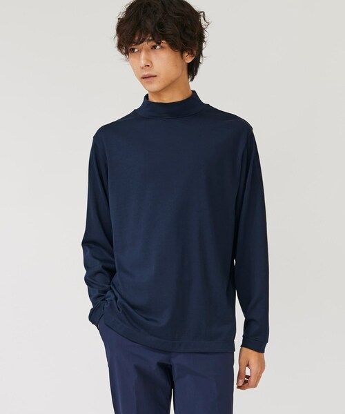 BESPOKE TOKYO（ビスポークトウキョウ）の「コットンシルクモックネックロングスリーブTEE（Tシャツ/カットソー・メンズ・WHT/GRY/BLK/BGE/TAN/BLU/NVY・1/2/3/4）」の4枚目の写真