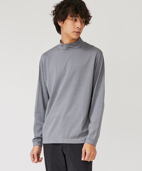 BESPOKE TOKYO（ビスポークトウキョウ）の「コットンシルクモックネックロングスリーブTEE（Tシャツ/カットソー・メンズ・WHT/GRY/BLK/BGE/TAN/BLU/NVY・1/2/3/4）」の2枚目の写真