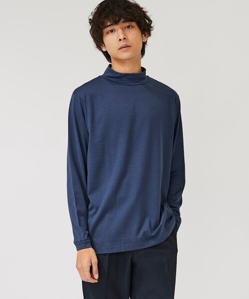 BESPOKE TOKYO（ビスポークトウキョウ）の「コットンシルクモックネックロングスリーブTEE（Tシャツ/カットソー・メンズ・WHT/GRY/BLK/BGE/TAN/BLU/NVY・1/2/3/4）」の3枚目の写真