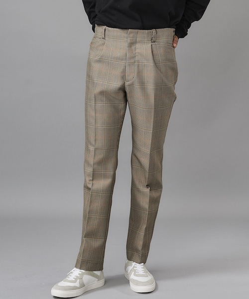 KAZUYUKI KUMAGAI(カズユキ クマガイ)の「T/W CHECK CENTER CREASE SLACKS(その他パンツ・メンズ・BGE/TAN/ORG・1/2)」の1枚目の写真