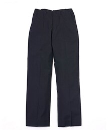PIN CHECK TROPICAL WOOL STRAIGHT LEG TROUSERS