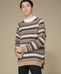 ファアアイル柄モヘアニットプルオーバー
