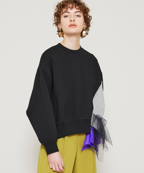 kolor(カラー)の「21SCL-T09205-裏毛トップス(Tシャツ/カットソー・レディース・BLK・2)」の1枚目の写真