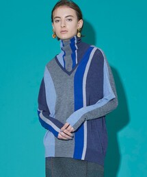 【40%OFF】Stripe knit with high neck