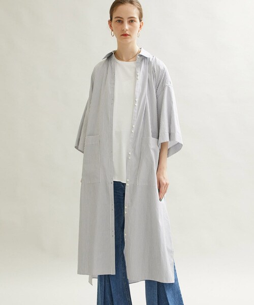 RITO(リト)の「コットンブロードシャツドレス 0771RTS717A(ワンピース・レディース・WHT/GRY・36)」の1枚目の写真