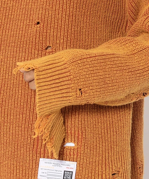 MIHARAYASUHIRO(ミハラヤスヒロ)の「Maison MIHARAYASUHIRO/メゾン ミハラヤスヒロ/BLEACHED KNIT PULL OVER(トップス・メンズ・BLACK/ORANGE・48)」の6枚目の写真