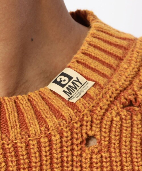MIHARAYASUHIRO(ミハラヤスヒロ)の「Maison MIHARAYASUHIRO/メゾン ミハラヤスヒロ/BLEACHED KNIT PULL OVER(トップス・メンズ・BLACK/ORANGE・48)」の5枚目の写真