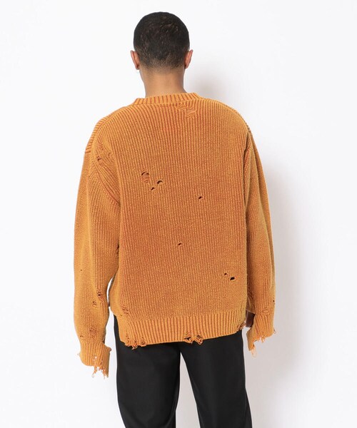 MIHARAYASUHIRO(ミハラヤスヒロ)の「Maison MIHARAYASUHIRO/メゾン ミハラヤスヒロ/BLEACHED KNIT PULL OVER(トップス・メンズ・BLACK/ORANGE・48)」の3枚目の写真