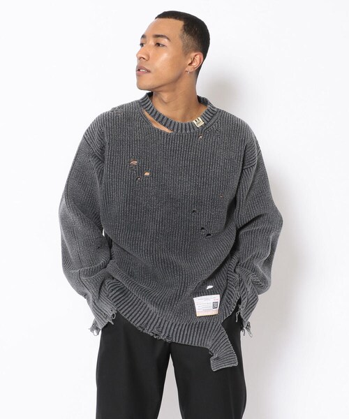 MIHARAYASUHIRO(ミハラヤスヒロ)の「Maison MIHARAYASUHIRO/メゾン ミハラヤスヒロ/BLEACHED KNIT PULL OVER(トップス・メンズ・BLACK/ORANGE・48)」の10枚目の写真