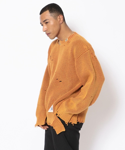MIHARAYASUHIRO(ミハラヤスヒロ)の「Maison MIHARAYASUHIRO/メゾン ミハラヤスヒロ/BLEACHED KNIT PULL OVER(トップス・メンズ・BLACK/ORANGE・48)」の2枚目の写真