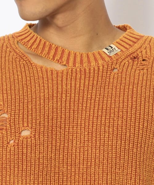 MIHARAYASUHIRO(ミハラヤスヒロ)の「Maison MIHARAYASUHIRO/メゾン ミハラヤスヒロ/BLEACHED KNIT PULL OVER(トップス・メンズ・BLACK/ORANGE・48)」の4枚目の写真