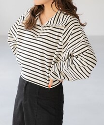 Heather | ハーフZIPボーダースウェット(トップス)