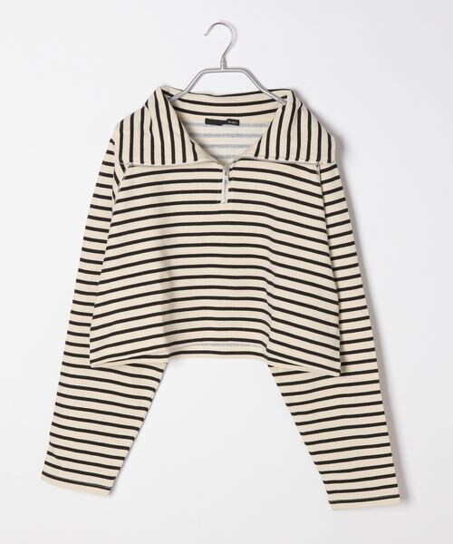 Heather（ヘザー）の「ハーフZIPボーダースウェット（トップス・レディース・オフホワイト 05/ブラック 09・FREE）」の6枚目の写真