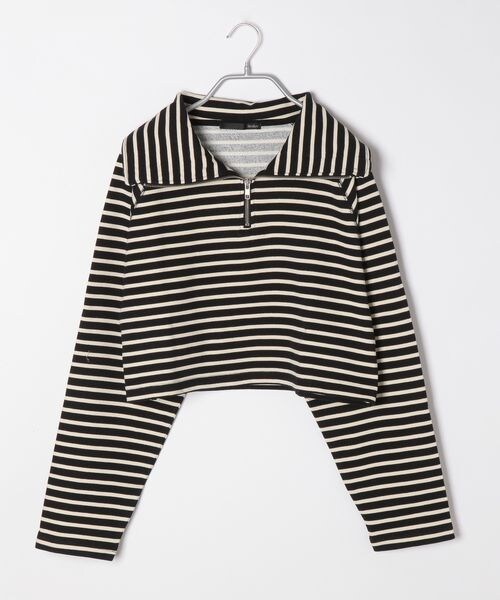 Heather（ヘザー）の「ハーフZIPボーダースウェット（トップス・レディース・オフホワイト 05/ブラック 09・FREE）」の2枚目の写真