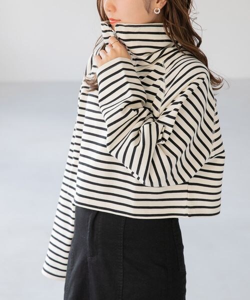 Heather（ヘザー）の「ハーフZIPボーダースウェット（トップス・レディース・オフホワイト 05/ブラック 09・FREE）」の5枚目の写真