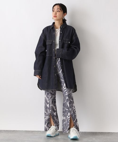 JEANASIS(ジーナシス)の「ナシジマーブルガラフレアパンツ(パンツ・レディース・ブラック系その他(09)/レッド系その他(35)/パープル系その他(93)・FREE)」の4枚目の写真