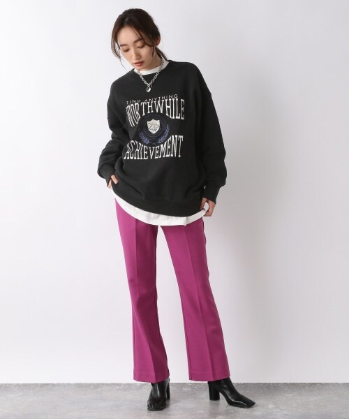 JEANASIS(ジーナシス)の「サスティナブルウールライクカラーフレアパンツ(パンツ・レディース・ブラック(09)/ライトグレー(11)/ピンク(27)/グリーン(73)・S/M)」の10枚目の写真