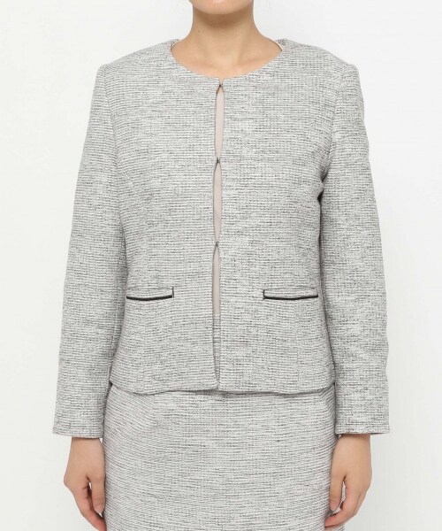 LEPSIM（レプシィム）の「ツイードクルーネックジャケット[2022春夏]（ジャケット/アウター・レディース・モノトーン05/ネイビー88・M/L）」の6枚目の写真