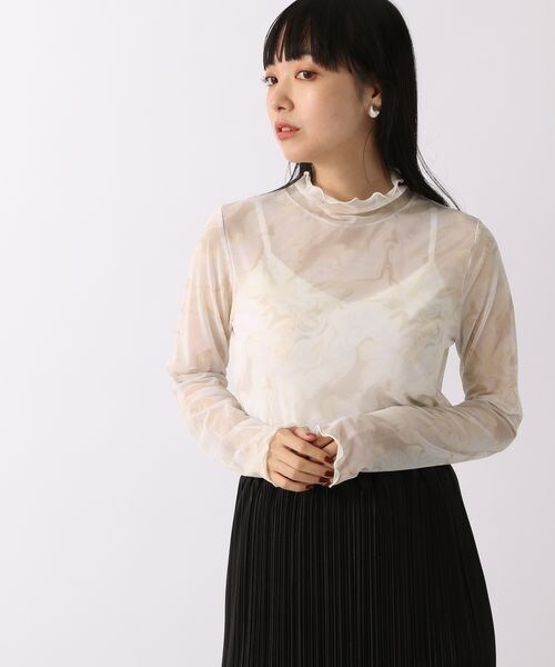 LOWRYS FARM（ローリーズファーム）の「チュールハイネックＬＳ（トップス・レディース・オフ05/ブラック09/グレー柄10/グリーン72・F）」の14枚目の写真