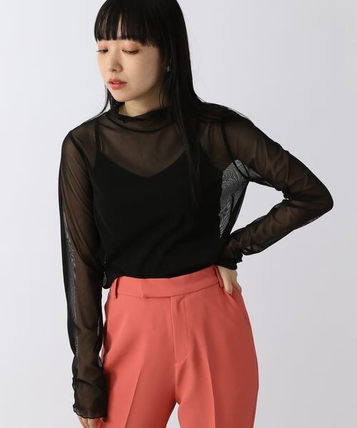 LOWRYS FARM（ローリーズファーム）の「チュールハイネックＬＳ（トップス・レディース・オフ05/ブラック09/グレー柄10/グリーン72・F）」の2枚目の写真