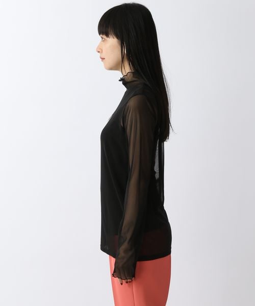 LOWRYS FARM（ローリーズファーム）の「チュールハイネックＬＳ（トップス・レディース・オフ05/ブラック09/グレー柄10/グリーン72・F）」の18枚目の写真