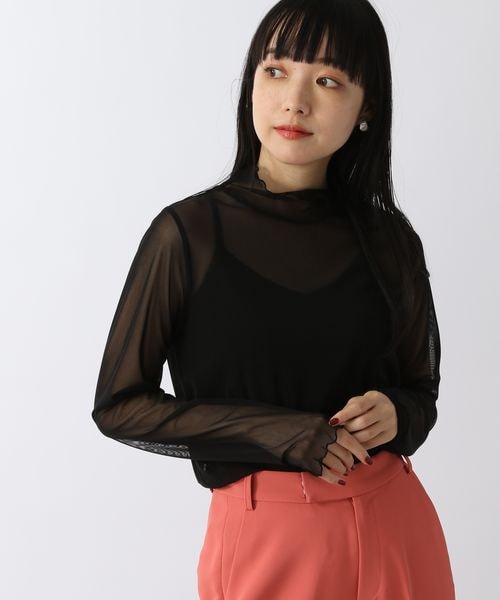 LOWRYS FARM（ローリーズファーム）の「チュールハイネックＬＳ（トップス・レディース・オフ05/ブラック09/グレー柄10/グリーン72・F）」の13枚目の写真