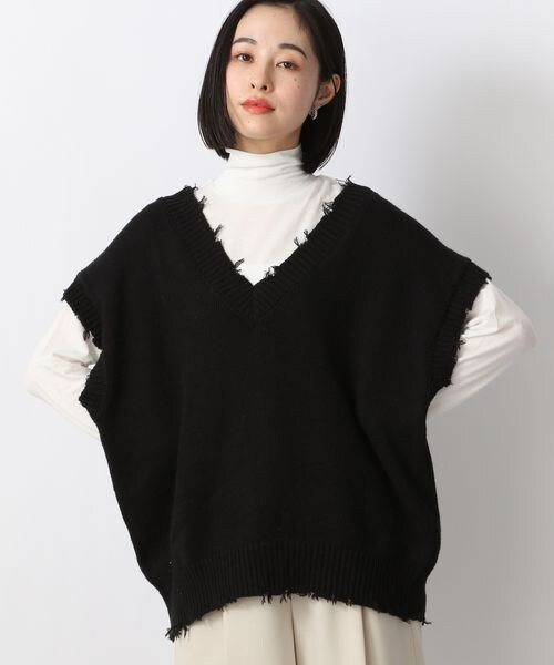 LOWRYS FARM（ローリーズファーム）の「クラッシュベスト（トップス・レディース・アイボリー08/ブラック09/オレンジ45・F）」の6枚目の写真