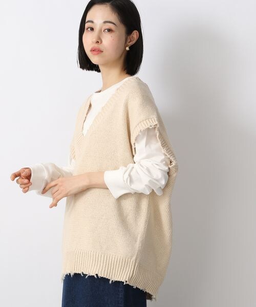 LOWRYS FARM（ローリーズファーム）の「クラッシュベスト（トップス・レディース・アイボリー08/ブラック09/オレンジ45・F）」の4枚目の写真