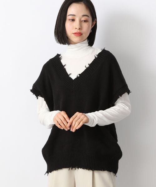 LOWRYS FARM（ローリーズファーム）の「クラッシュベスト（トップス・レディース・アイボリー08/ブラック09/オレンジ45・F）」の5枚目の写真