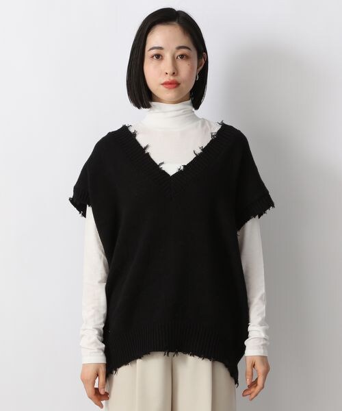 LOWRYS FARM（ローリーズファーム）の「クラッシュベスト（トップス・レディース・アイボリー08/ブラック09/オレンジ45・F）」の8枚目の写真