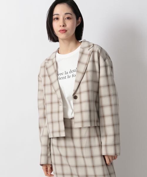 LOWRYS FARM（ローリーズファーム）の「LANATEC機能ショートジャケット（ジャケット/アウター・レディース・アイボリー08/ベージュチェック52/ブラウン55/グリーンチェック78・F）」の17枚目の写真
